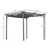 Outsunny 10' x 10' Outdoor Retractable Pergola Canopy, Metal Patio Shade Shelter for Backyard, Porch Party, Garden, Grill Gazebo, Gray Outsunny