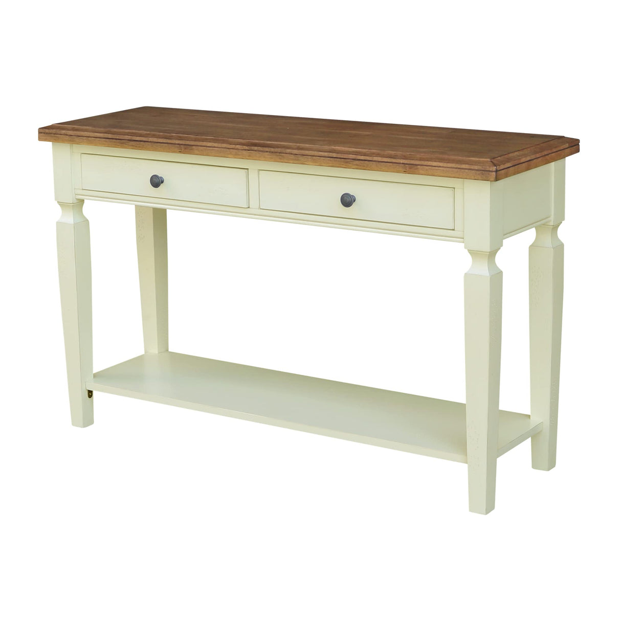 IC International Concepts International Concepts Vista Solid Wood Sofa Console Table, Hickory/Shell IC International Concepts