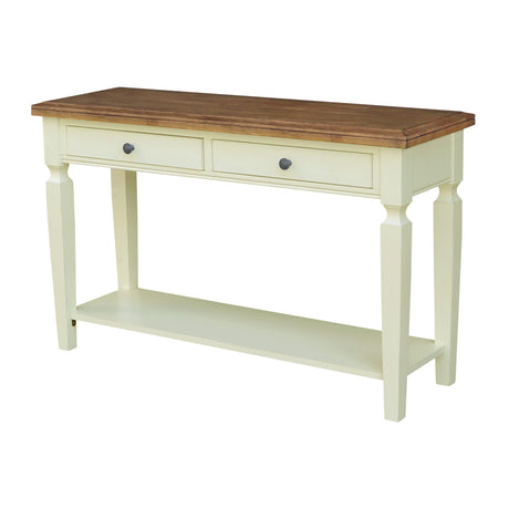 IC International Concepts International Concepts Vista Solid Wood Sofa Console Table, Hickory/Shell IC International Concepts