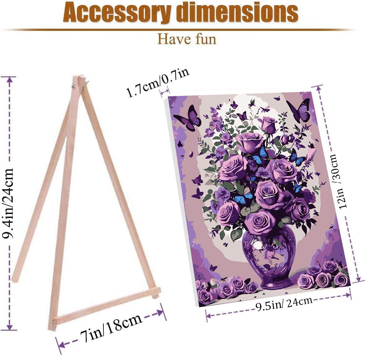 VIGEGU Rose Paint by Numbers Kit for Adults with Framed - Flower Paint by Number with Wooden Easel DIY Adult Paint by Number Kits Box Pack Acrylic Oil Painting for Wall Decor 9.5x12in VIGEGU