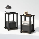 Furinno Simplistic Compact Bedside Table, Nightstand, Espresso/Black, Set of 2 Furinno