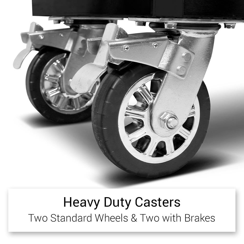 UYRIE 72-Inch Stainless Steel Rolling Tool Chest with 15 Drawers + 3 Upper Cabinets, Mobile Workbench, Assembled Large Tool Box Lockable Storage Cabinet with Wheels for Garage Workshop, Matte Black UYRIE