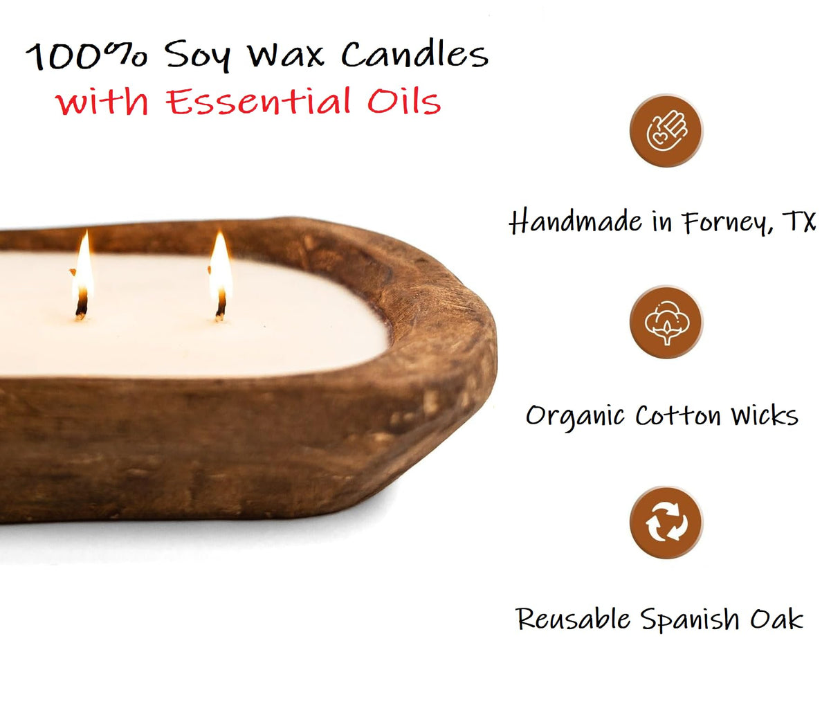 Red Barn Candle Company Wood Dough Bowl Candles | 100% Natural Soy Wax & Essential Oil Infused | Odor Eliminating + Pet Safe | Scented Candle Gifts for Men & Women (Lavender, 3-Wick) Red Barn Candle Company