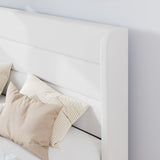 SHA CERLIN Full Size Velvet Bed Frame/Vertical Channel Tufted Wingback Headboard/Upholstered Platform Bed with Wooden Slats/Mattress Foundation/No Box Spring Needed/Easy Assembly/White SHA CERLIN