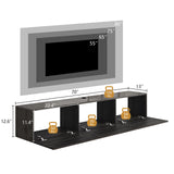 AMERLIFE 70" Floating TV Stand with LED Lights and Power Outlet, High Gloss Wooden Texture Wall Mounted Media Console Entertainment Center for TVs Up to 80", Black AMERLIFE