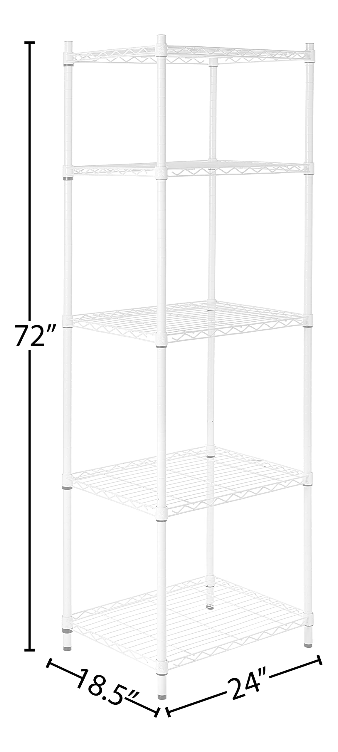 Honey-Can-Do SHF-01055 5-tier white shelving unit, 250 lbs