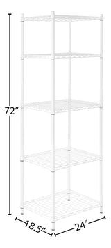 Honey-Can-Do SHF-01055 5-tier white shelving unit, 250 lbs Honey-Can-Do