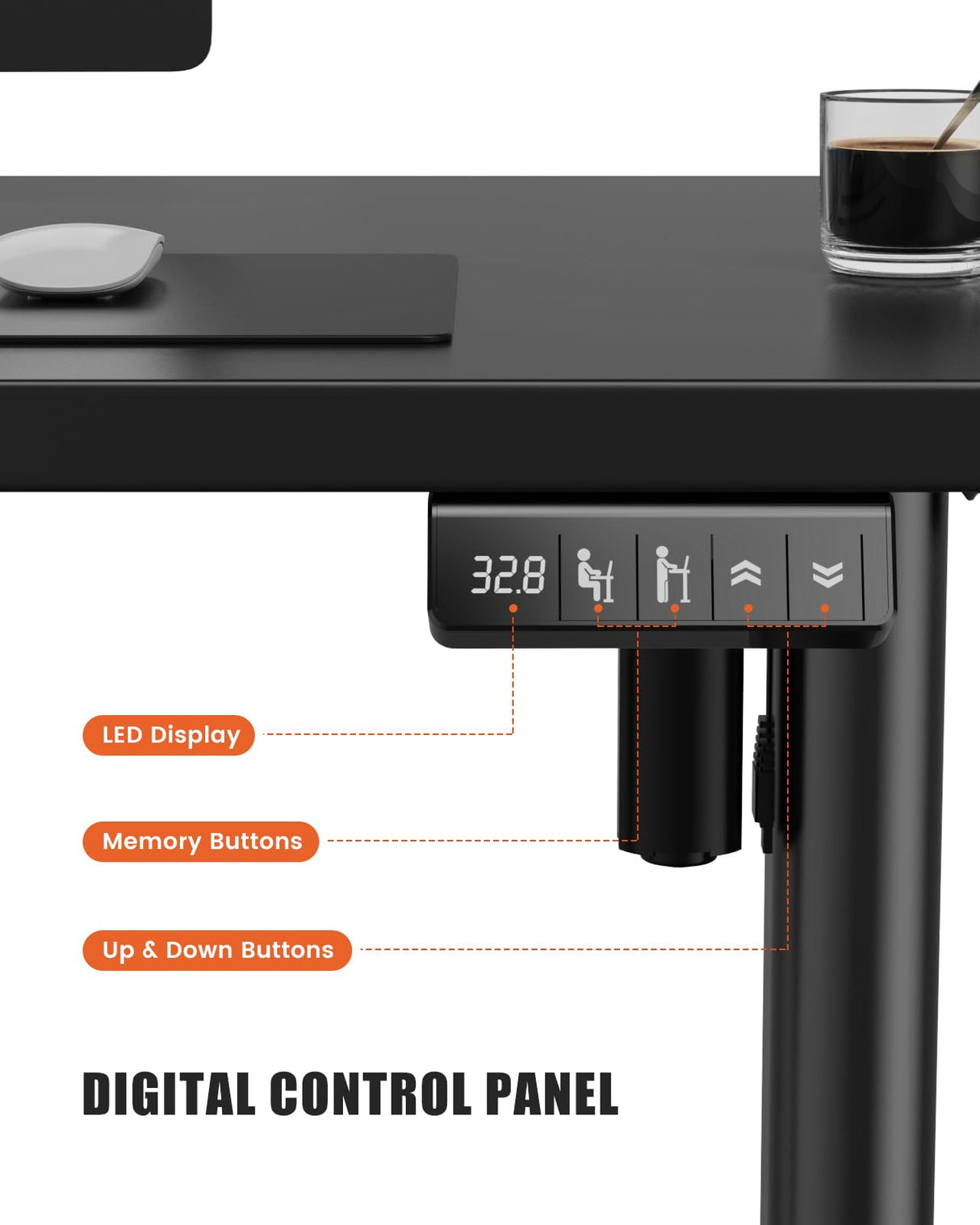 Flycity Electric Standing Desk Adjustable Height Stand Up Desk, 48" x 24" Sit Stand Desk, Low Noise Home Office Desk, Computer Desk with Whole-Piece Board, Child Lock & Memory Function, Black Flycity