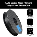 Yousu PA12-CF Filament, Nylon Filament 1.75 Black, 500g Carbon Fiber Nylon Filament, 1.75mm PA12-CF Warp Free & Moisture Free Nylon 3D Printer Filament. Yousu