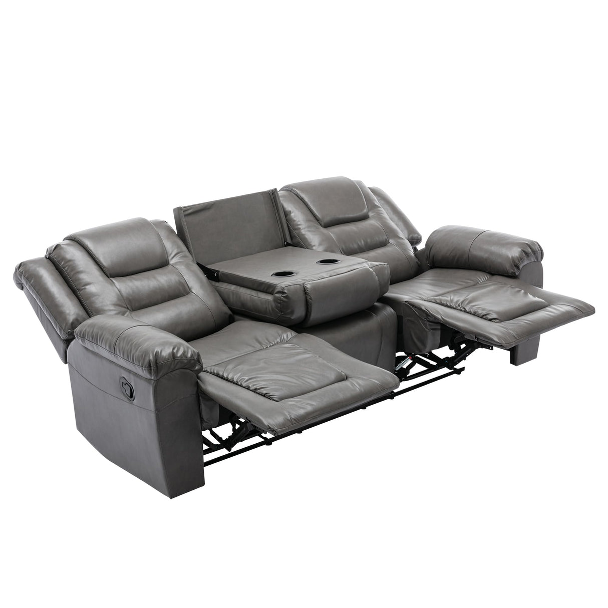 3 Seater Home Theater Recliner Manual Recliner Chair with Two Built in Cup Holders for Living Room,Bedroom, Grey Generic