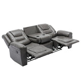 3 Seater Home Theater Recliner Manual Recliner Chair with Two Built in Cup Holders for Living Room,Bedroom, Grey Generic