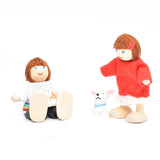 Jzszera Wooden Doll House People of 7 Miniature Figures and 2 Pets, Dollhouse Dolls Family Set Accessories for Girls Toddler Kids Pretend Play and Imaginative Fun Jzszera