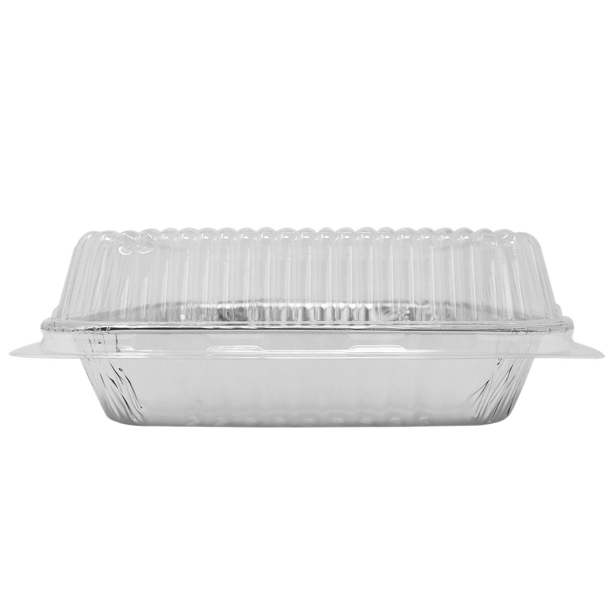 (35 Pack) 8” x 8” Square Baking Cake Pans with Plastic Dome Lids | Heavy Duty l Disposable Aluminum Foil Tins l Portable Food Containers l Perfect for Roasting Oven Toaster Cooking Fig & Leaf