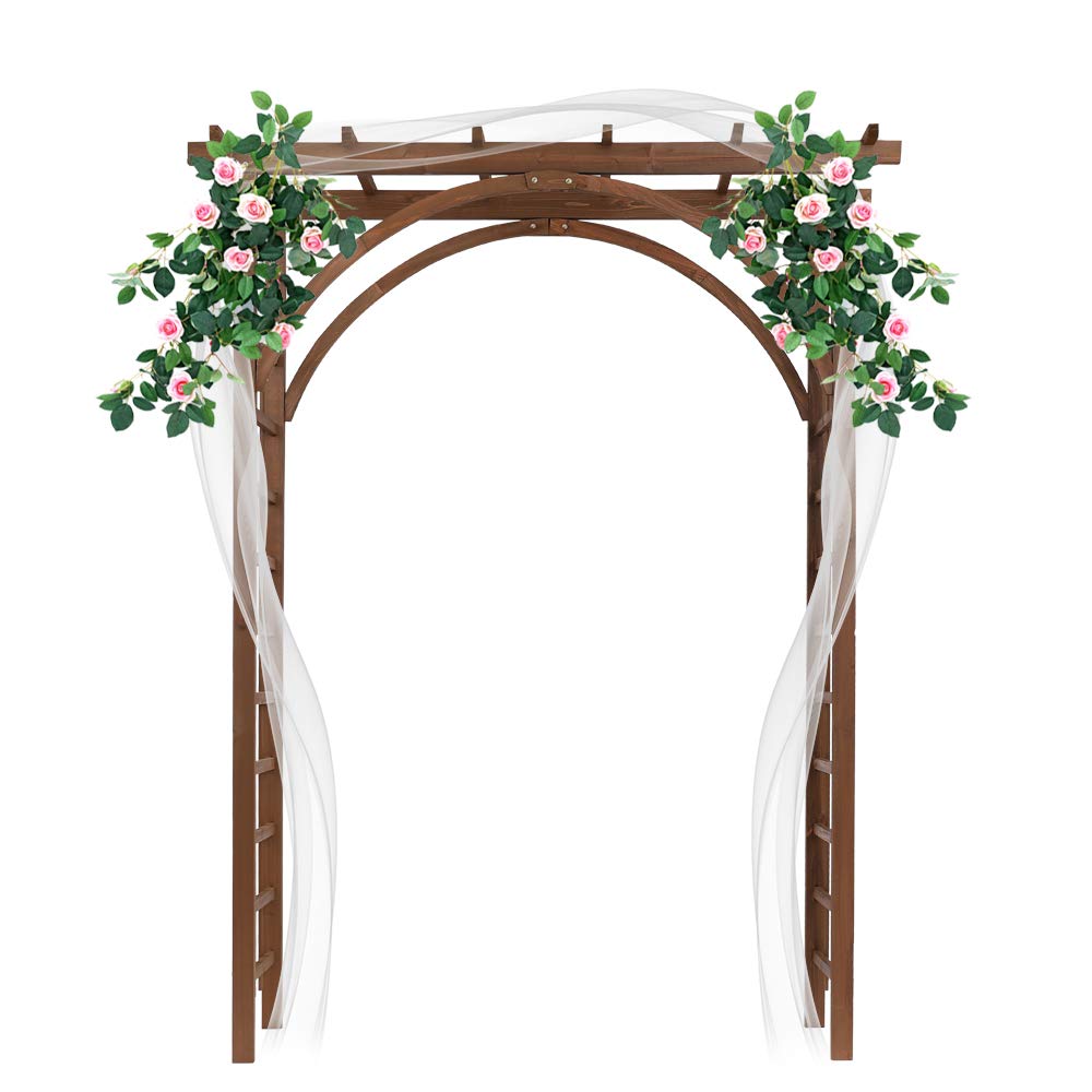 Flandre Wooden Garden Arbor,Wedding Arch for Ceremony, Wood Garden Trellis for Plant Climbing Patio Lawn Backyard Party Wedding Ceremony Decoration Outdoor Gardening Walkway Arches Flandre