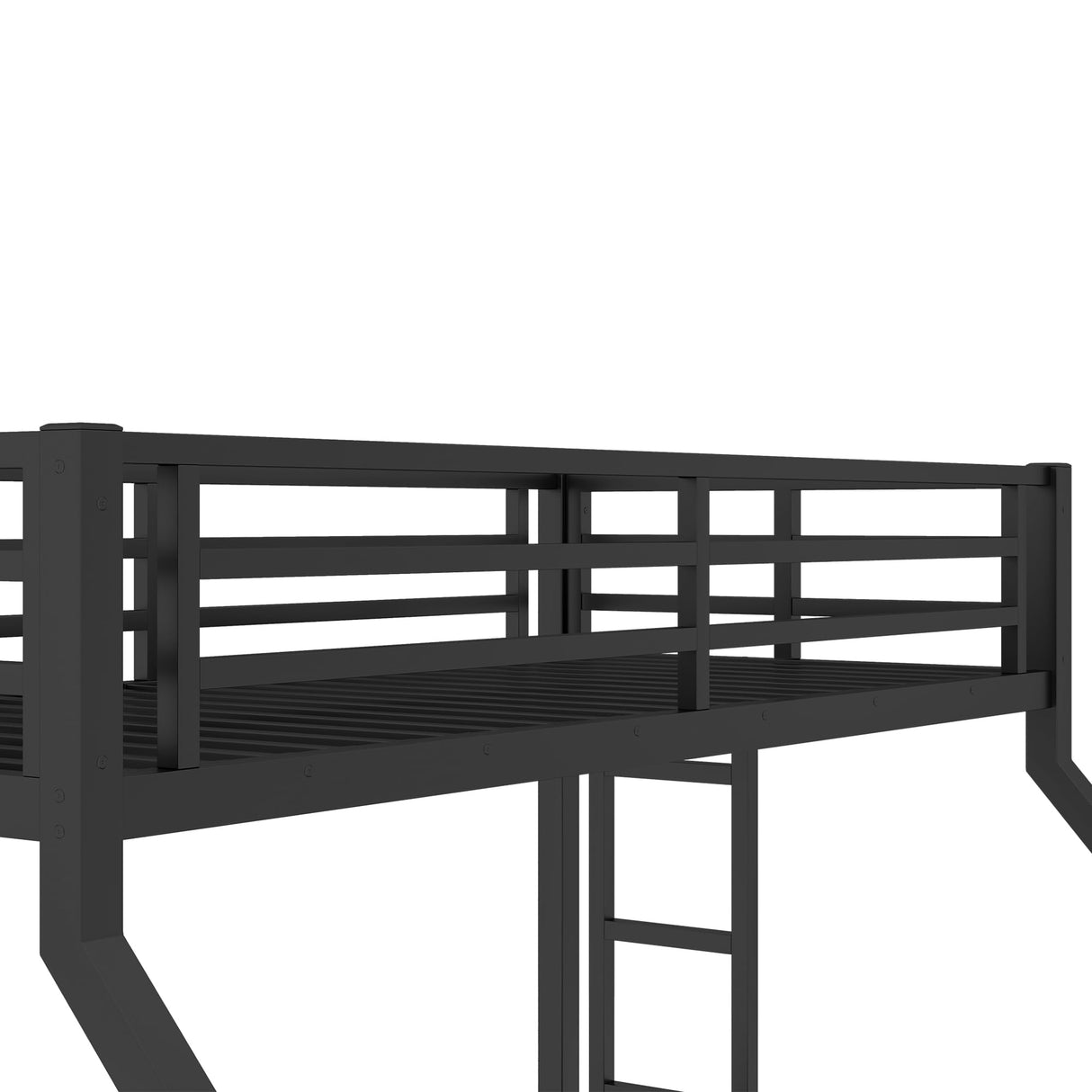 LUMISOL Metal Twin XL Over Queen Bunk Bed, Metal Bunk Bed Frame, Floor Low Bunk Bed for Kids Bedroom Guestroom, Noise Free, No Box Spring Needed, Black LUMISOL