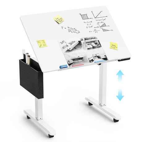 ERGO COLLECT Standing Desk with Whiteboard – Electric Height Adjustable Drafting Table, Flip Dry Erase Top, Mobile Drawing Desk with Wheels & Storage Bag for Home, Office, Studio, Art ERGO COLLECT
