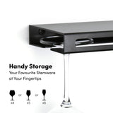 xympo Wall Mounted Wine Rack – Metal Floating Bar Shelf with Bottle and Glass Holder, Holds 5 Bottles and 4-6 Glasses xympo