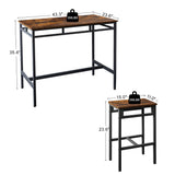 Rustic Brown Industrial 5-Piece Kitchen Bar Table Set with Counter Stools Ball & Cast