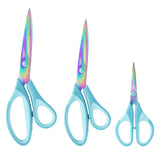 Craft Scissors, All Purpose Sharp Titanium Blade Shears, Comfortable Grips, School Scissors Set of 3 pack, Ideal for Office, Home, Sewing, Fabric, Kitchen, Arts and DIY Supplies, 9.3"/8.5"/5.6", Blue Ailile