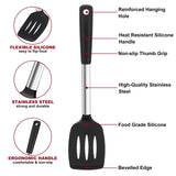 Silicone Spatula Turner Set, Premium Spatulas Silicone Heat Resistant Pack of 2 Kitchen Spatula for Nonstick Cookware, Solid & Slotted Rubber Spatula for Fish, Eggs, Pancakes, Wok, Cooking Utensils AcoWELL