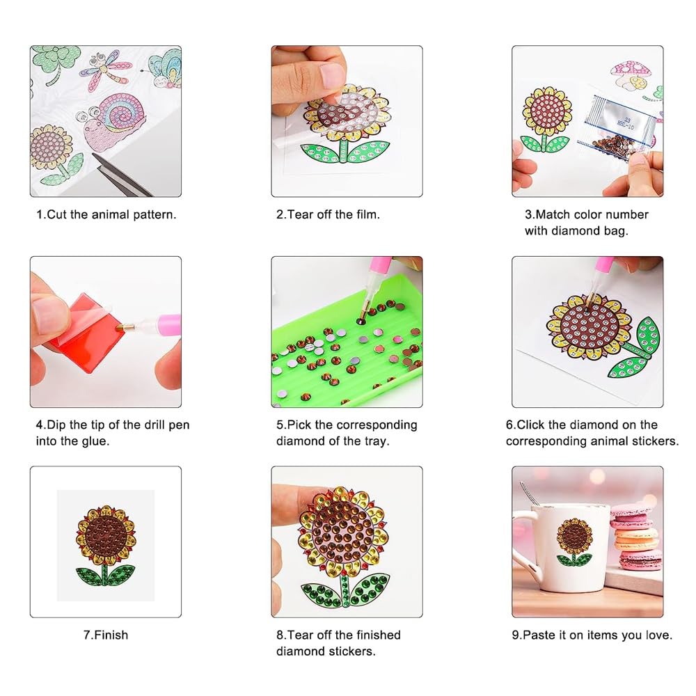 MEGZIHXN Cute Diamond Art Stickers Kits for Kids,12 Pcs Airplanes Excavators Police Cars Engineering Vehicles Diamond Arts Craft Set Gifts for Children and Adult Beginners MEGZIHXN