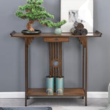 Gdrasuya10 Japanese Style Walnut Bamboo Console Table – Vintage Entryway Sofa Table with Drawer (40 inch) Gdrasuya10