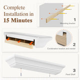 Eshoma Fireplace Mantel - 72 Inch Floating Shelf for Over Fireplace - Wood Mantel with Invisible Heavy Duty Wood Bracket, Modern Wall Mounted Mantle Shelf, White, 72 X 8 X 6 Eshoma