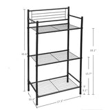 L&H UNICO 3-Shelf Tier Standing Unit Storage Wire Shelving Multipurpose Rack Organizer with 4-Hooks for Bathroom Laundry Kitchen Office, Black L&H UNICO