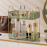 shuang qing Bathroom Counter Organizer Countertop Storage, Cosmetics Skincare Shelf, Makeup Organizer Perfume for Dresser Vanity Tray, Spice Rack for Kitchen(2 Tier-Green) shuang qing