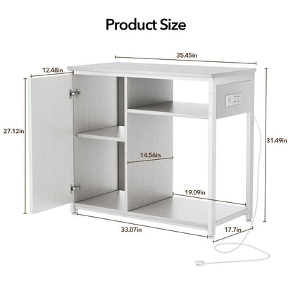 ZERDER Aquarium Stand with Power Outlets, Cabinet for Fish Tank Accessories Storage, Heavy Duty Metal Fish Tank Stand for Turtle Tank (White, 40-50 Gallons)