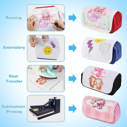 SCCFMM 10Pcs Sublimation Blank Makeup Bag,Women Removable Sublimation Bags with Zipper Cosmetic Bag Sublimation Makeup Bags Bulk Travel Toiletry Bag DIY Logo Heat Transfer Print (Red)