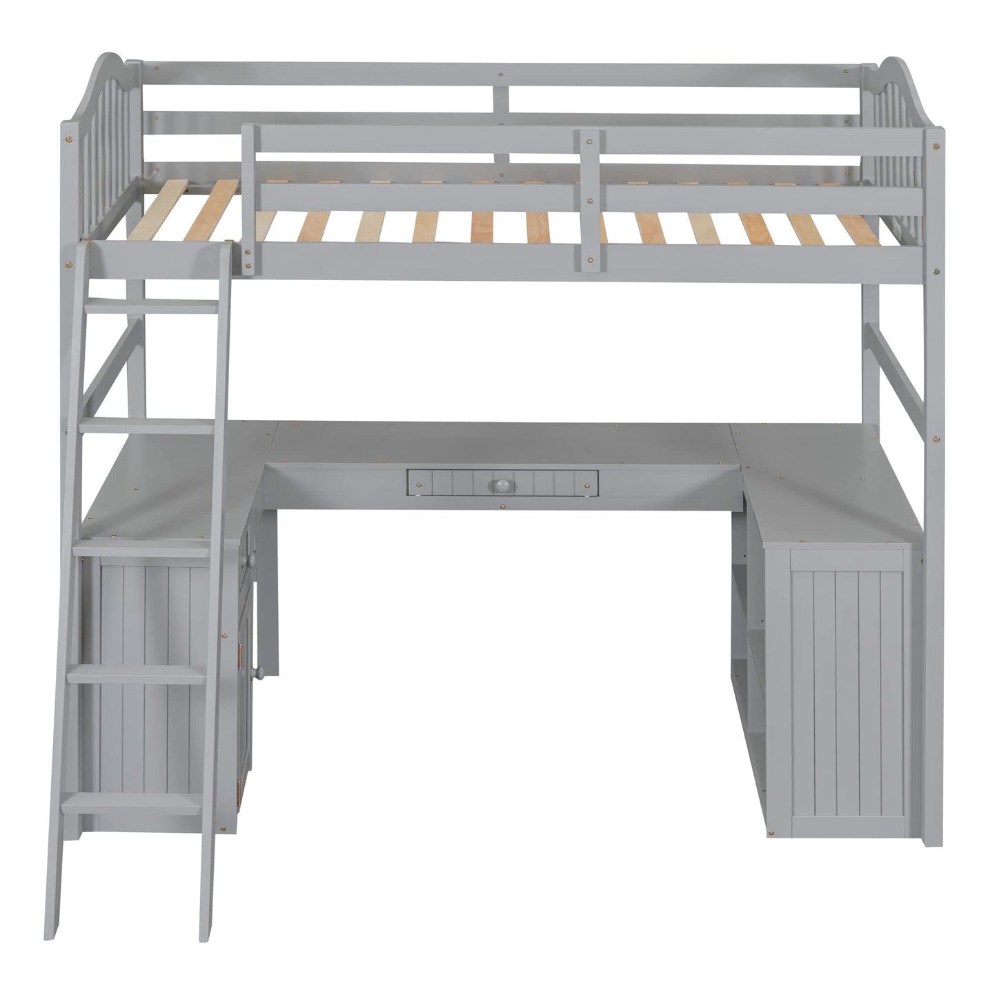 Harper & Bright Designs Grey Twin Size Loft Bed with Integrated Desk, Drawers, and Storage Solutions for Kids and Teens - WoodArtSupply