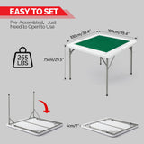 PEXMOR 39.5" Foldable Mahjong Table, Square 4 Player Card Game Table w/Cup Holders & Chip Grooves, Portable Folding Poker Domino Board Game Table for Blackjack, Texas Hold'em, Jigsaw Puzzles Game PEXMOR