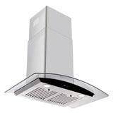 Range Hood 30 Inch, Tieasy Wall Mount Kitchen Hood with Ducted/Ductless Convertible Duct, Stainless Steel Chimney and Baffle Filters, Touch Control Fan Timer, LED Lights, 3 Speed Fan Tieasy