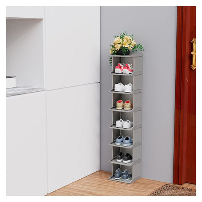 MADSOUKY Shoe Rack Tower 8 Tiers DIY Narrow Stackable Free Standing Skinny Shoes Cubby Storage Shelf Organizer for Entryway Hallway Garage