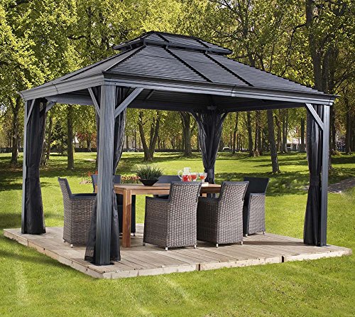 Sojag Outdoor 10' x 14' Mykonos Double Roof Hardtop Gazebo Outdoor Sun Shelter - WoodArtSupply