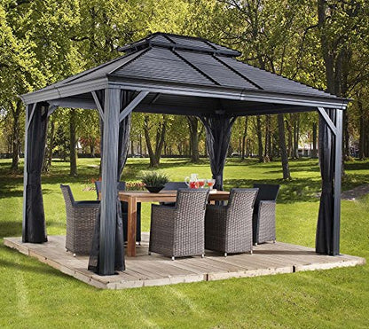 Sojag Outdoor 10' x 14' Mykonos Double Roof Hardtop Gazebo Outdoor Sun Shelter - WoodArtSupply