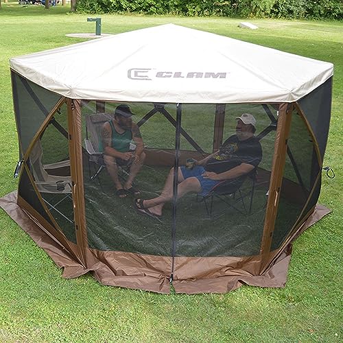 CLAM Quick-Set Outdoor Portable Escape Sky/Sky Camper Screened Gazebo Canopy Tent Rain Fly Tarp with Carry Bag, Cover Only, Tan CLAM