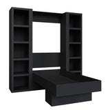 Oakland Living Easy-Lift Twin Murphy Wall Bed in Black with Two Bookshelves Oakland Living