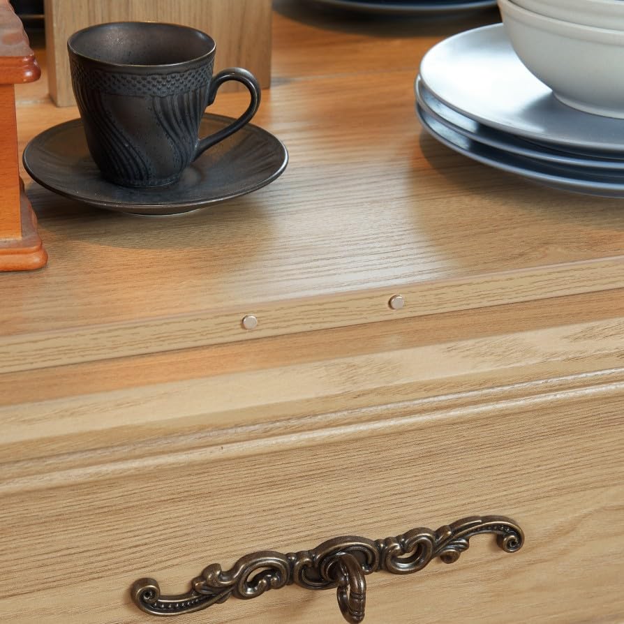 CKEASEAN LED Curio Cabinet with 7 Color Lights, 47" H Glass Display Cabinet with 3-Tier Adjustable Shelves, China Cabinet with Tempered Glass Doors for Living Room (Oak - LED) CKEASEAN