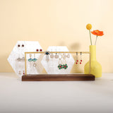 GemeShou wooden earring holder organizer for girls, walnut stud earring display stand for boutique store, jewelry storage organizer shelf【Walnut stand-One Tier】 GemeShou