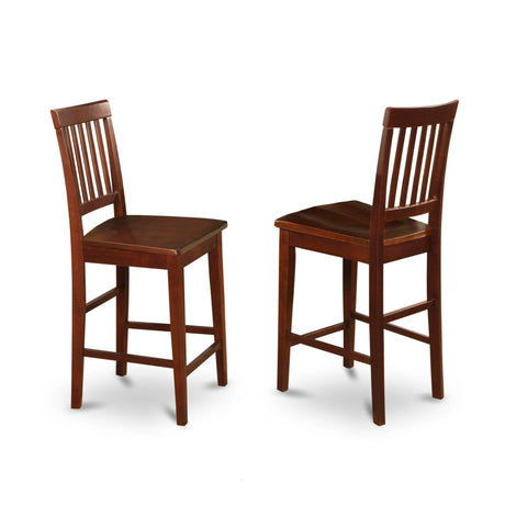 East West Furniture Vernon Modern Counter Stool-Pub Height Wooden Chairs, Set of 2, Mahogany East West Furniture