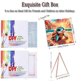 VIGEGU Sea Turtle Paint by Numbers Kit for Adults with Framed,Paint by Number with Wooden Easel DIY Adult Paint by Number Kits Box Pack Acrylic Oil Painting 10x10inch VIGEGU