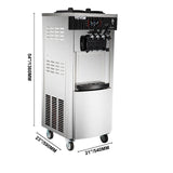 VEVOR Commercial Soft Ice Cream Machine, 2200W Serve Yogurt Maker, 3 Flavors Ice Cream Maker, 5.3 to 7.4 Gallons per Hour Auto Clean LCD Panel for Restaurants Snack Bars, Stainless Steel VEVOR
