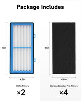 Aer1 Filter Replacement for Holmes Air Purifiers, 2 True HEPA Filters + 4 Carbon Booster Filters, HAPF30AT Leemone
