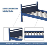 Costzon Twin-Over-Twin Wood Bunk Bed, 2-in-1 Convertible Space-Saving Bunk Bed for Bedroom Dorm Guest Room, Heavy Duty Bed Frame w/Inclined Ladder & Safety Guardrails for Kids Teens Adults (Navy) Costzon