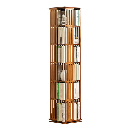 6 Tiers 360° Rotating Bookshelf, Bamboo Rotating Book Shelf, Rotating Bookcase with Storage, Standing Bookshelf with Open Shelving, Book Shelves for Living Room