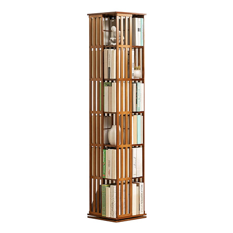 Teal Bamboo 360° Rotating Bookshelf with Open Shelving for Stylish Storage WoodArtSupply