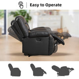 EBELLO Faux Leather Manual Loveseat Recliner, Reclining Sofa Chair with 2 Concealed Cup Holders, Hidden Storage, Overstuffed Armrest Couch Set for Living Room, Bedroom, Meeting Room, Black EBELLO