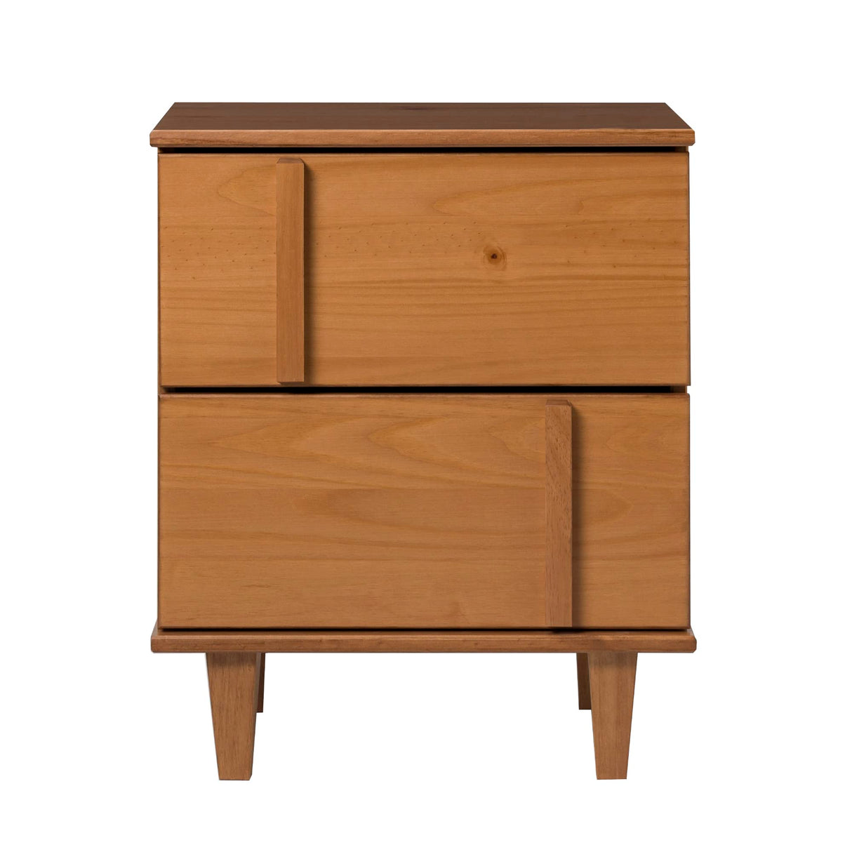 Walker Edison Sprague Contemporary Detailed Drawer Solid Wood Nightstand, 20 Inch, Caramel Walker Edison